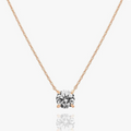 Crystal Solitaire 1.5 Carat Cubic Zirconia Dainty Necklace (Rose Gold)