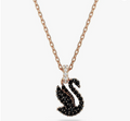 Rose Gold Black Swan Necklace