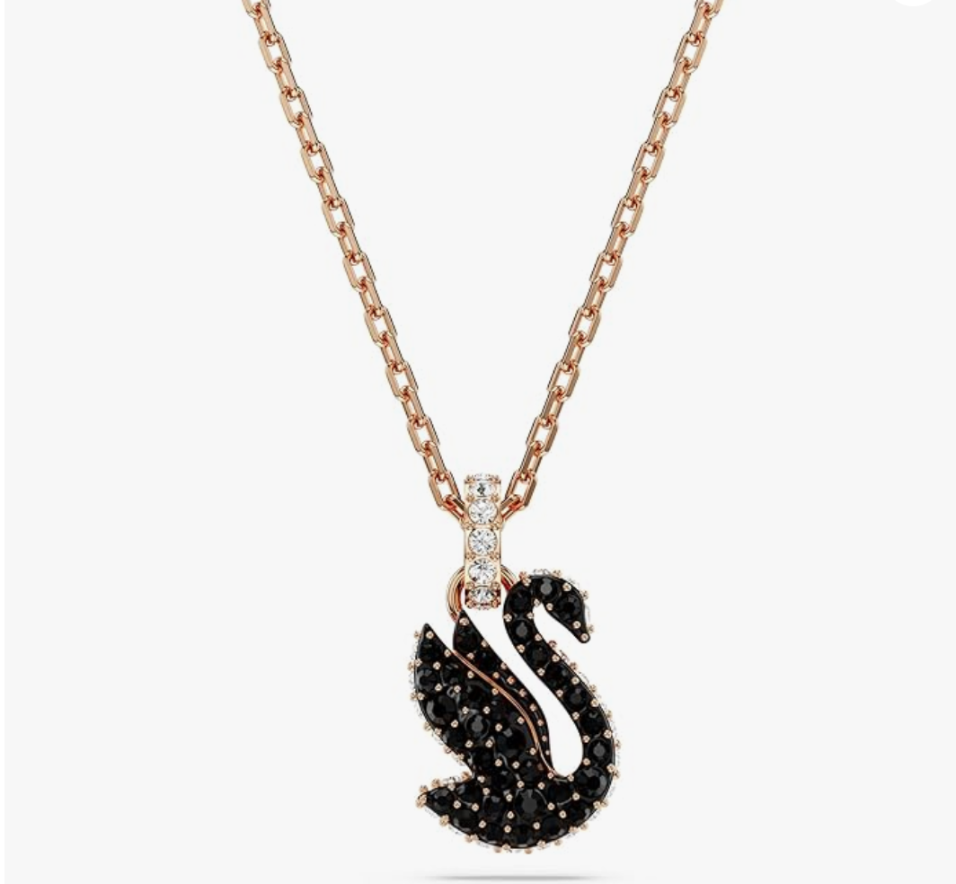 Rose Gold Black Swan Necklace